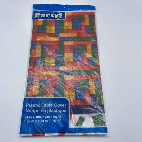 Building Block Style Plastic Table Covers (3 Pack) Party Decor 54”x108” - Picture 8 of 11